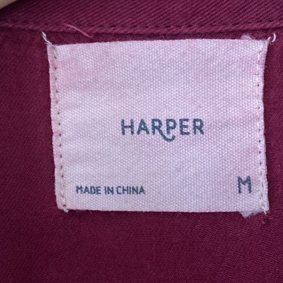 Harper Plum/Maroon Soft Jersey Knit Button-Front Blouse w Patch Pockets - Picture 4 of 10